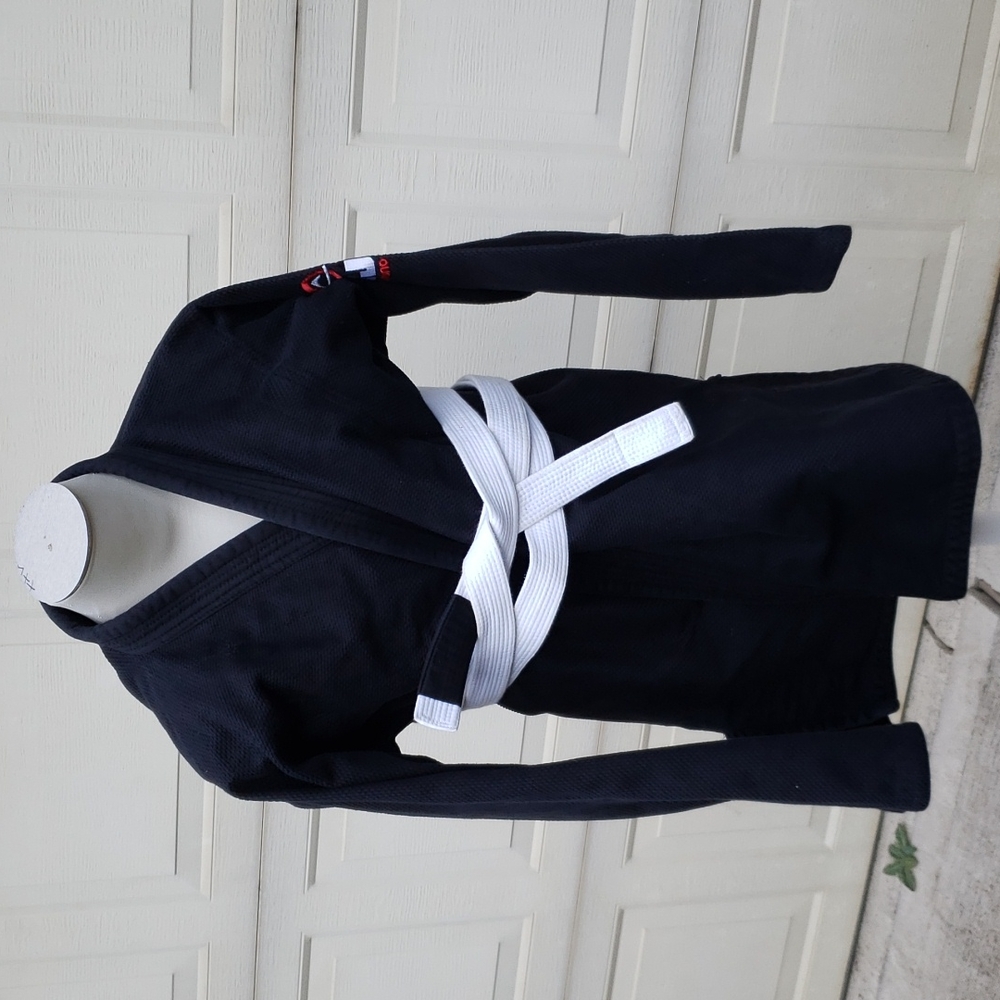 FUJI Full 3-Piece Martial Arts Gi Black with White Belt Size A5 3X - Picture 12 of 16